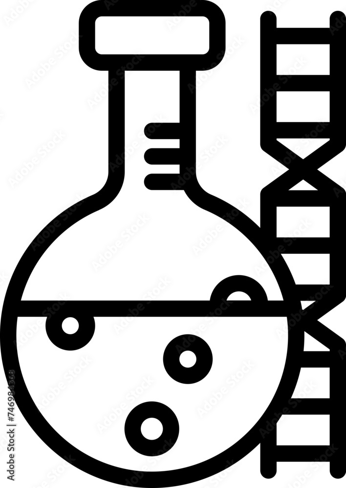 Line art illustration of DNA sample test beaker icon. Line art illustration of DNA sample test beaker icon.