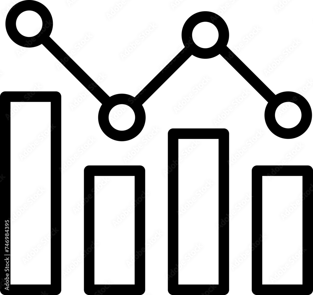 Statistics bar graph icon in black line art. Statistics bar graph icon in black line art.