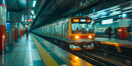 Subway Scene, Transformed by a Long Exposure Effect, Evoking the Sense of Motion and Progress.