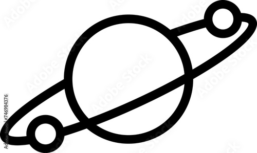 Black line art illustration of Solar system icon.