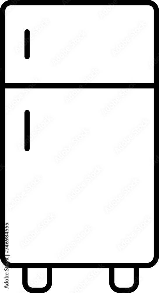 Line art illustration of Double door refrigerator icon. Line art illustration of Double door refrigerator icon.