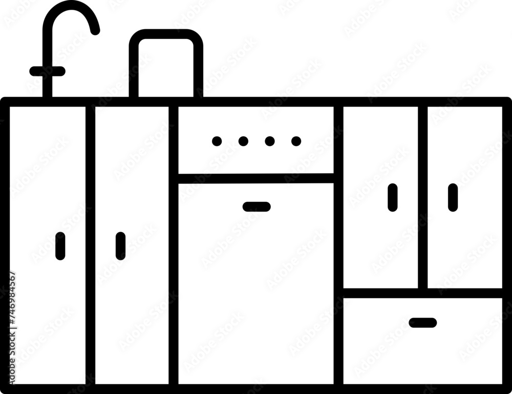 Illustration of Kitchen icon in line art. Illustration of Kitchen icon in line art.