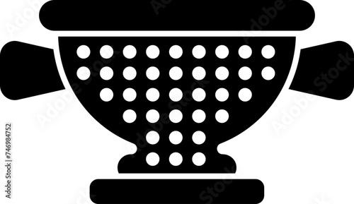B&W illustration of colander icon.