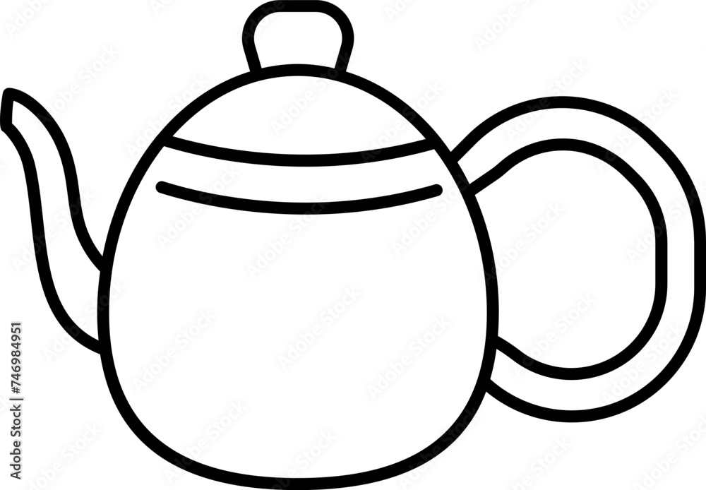 Flat Style kettle Icon In Thin Line Art. Flat Style kettle Icon In Thin Line Art.