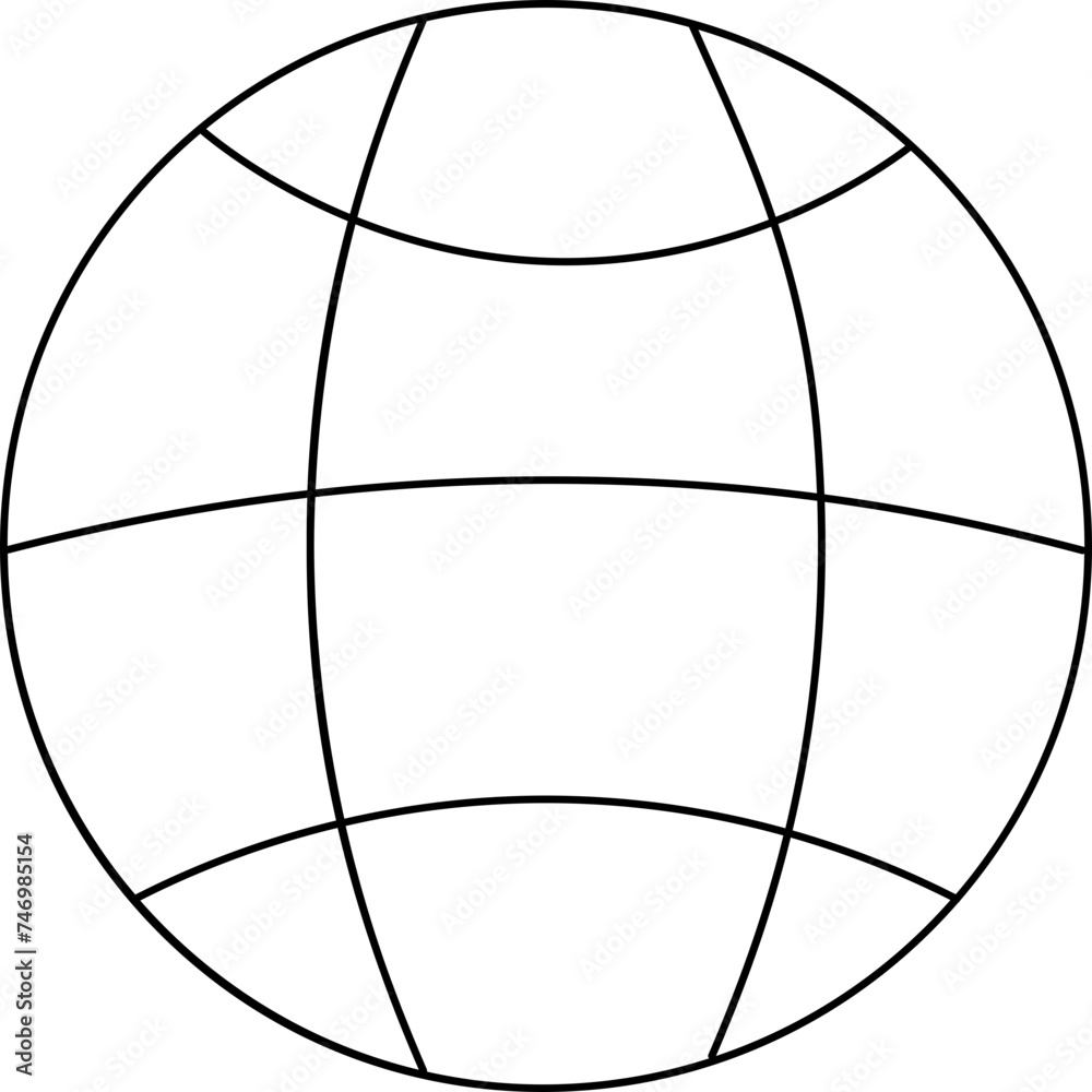 Black Line Art Globe Icon in Flat Style. Black Line Art Globe Icon in Flat Style.