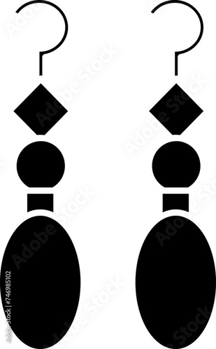 B&W Dangle or Earrings Icon in flat style.