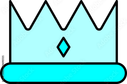 Flat Style of Crown Icon In Cyan Color.