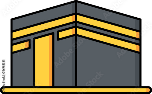 Makka madina icon in gray and yellow color.