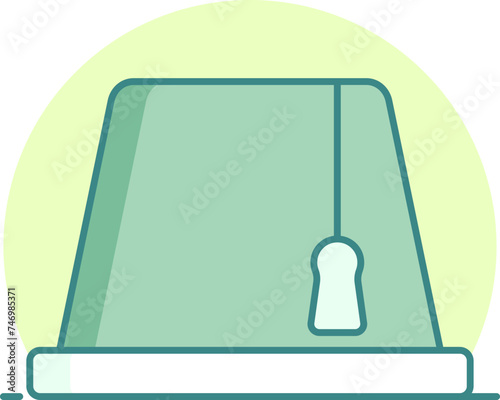 Isolated Fez hat icon in green color.