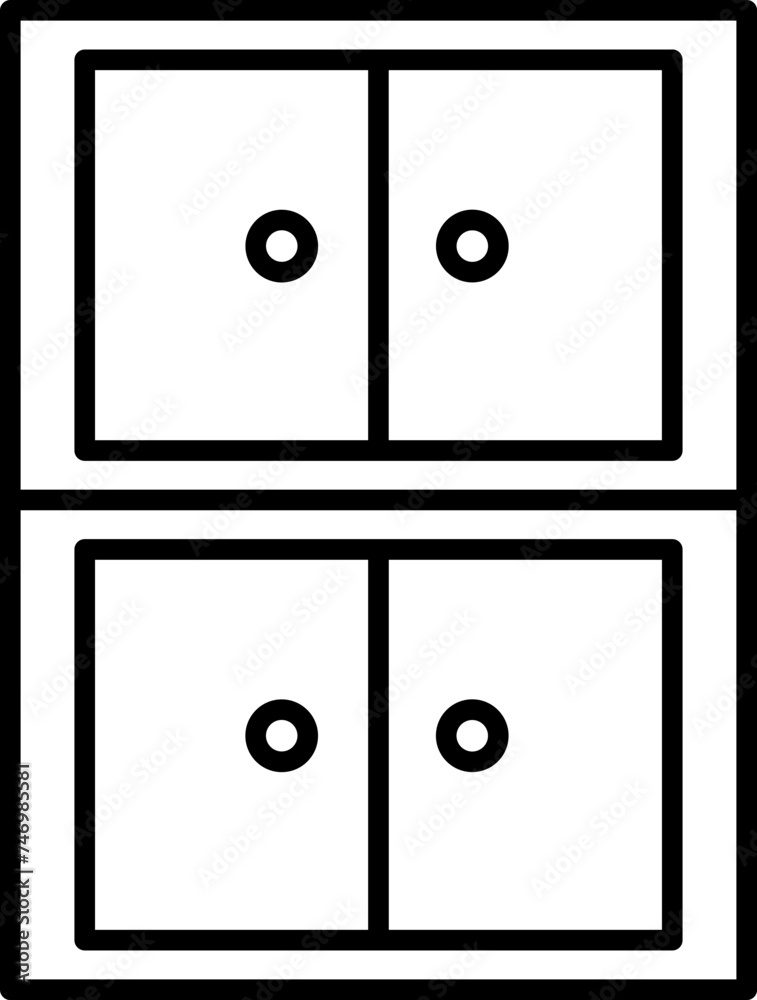 Black line illustration of cupboard icon. Black line illustration of cupboard icon.