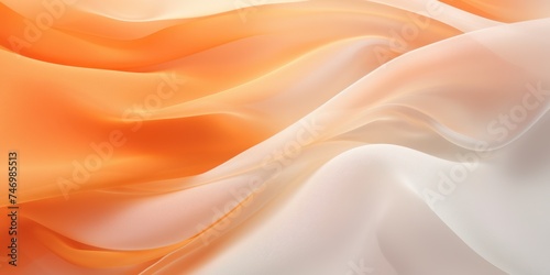 Abstract white and Orange silk fabric weave of cotton or linen satin fabric lies texture background. 