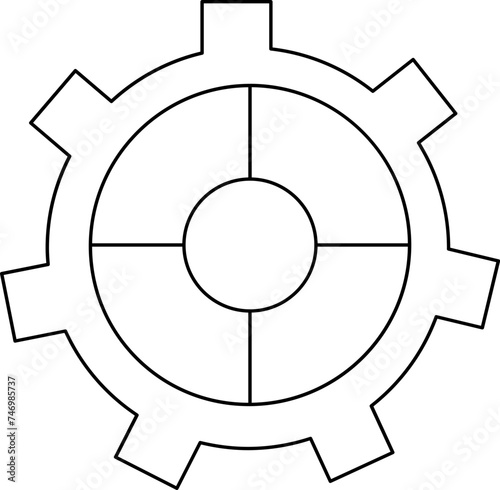 Line Art Illustration of Cogwheel Icon In Black Line Art.