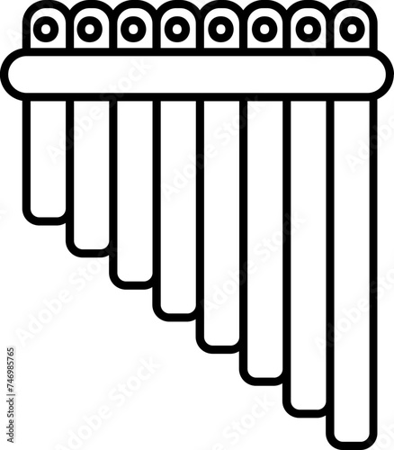 Line Art Pan Flute Icon in Flat Style.