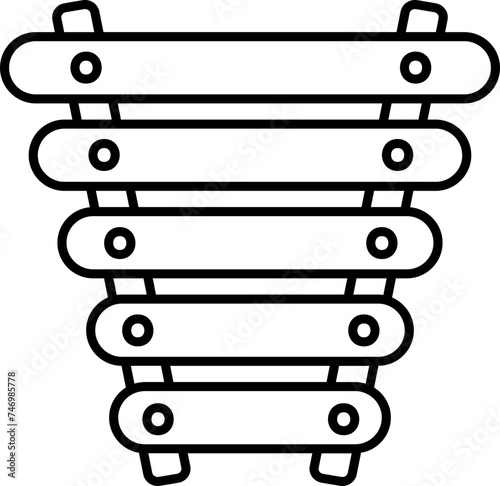 Isolated Xylophone Icon in Black Outline.