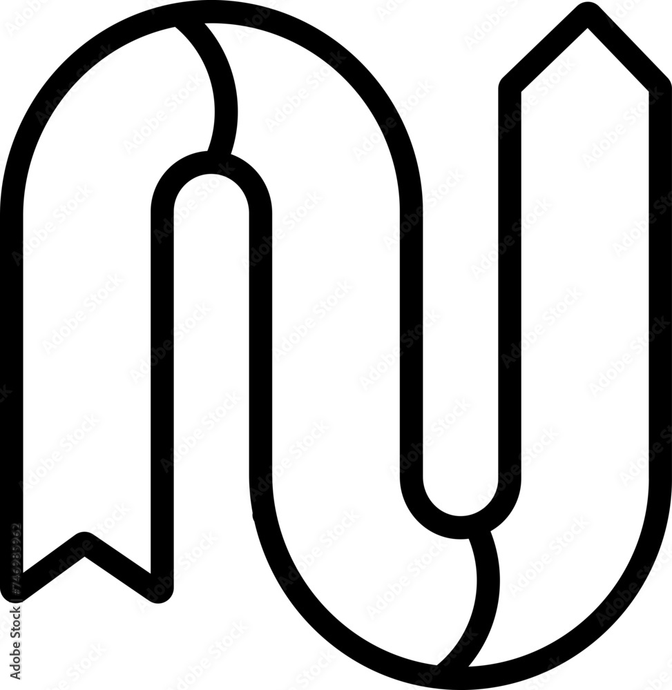 Line art illustration of Wavy Arrow icon. Line art illustration of Wavy Arrow icon.