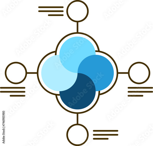 Foto Flower Shape Infographic Chart icon in blue and black color.