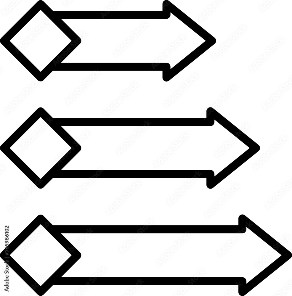 Flat style Three option message arrow icon in line art. Flat style Three option message arrow icon in line art.