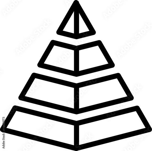 Four work process pyramid icon in black outline.