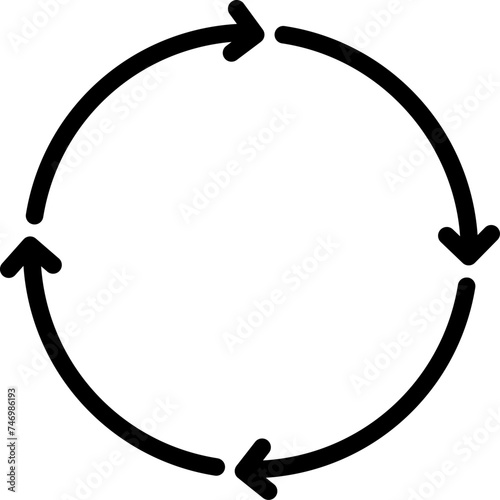 Four workflow circle arrow icon in line art.