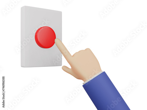 ボタンを押す手の3Dのイラスト