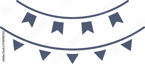 Illustration Of Bunting Garland Icon In Blue And White Color.