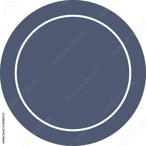 Blue And White Plate Icon Or Symbol.