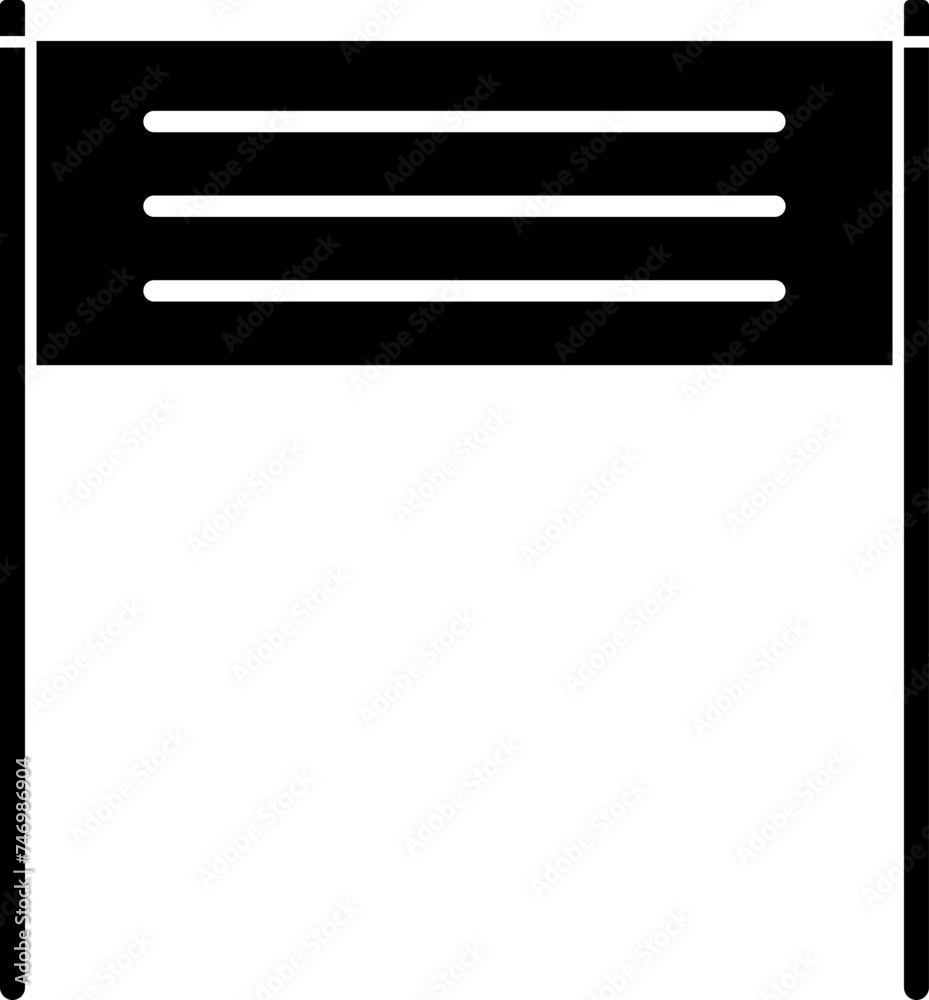 Sign board or banner glyph icon in flat style. Sign board or banner glyph icon in flat style.