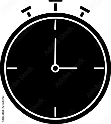 Alarm clock icon in b&w color.