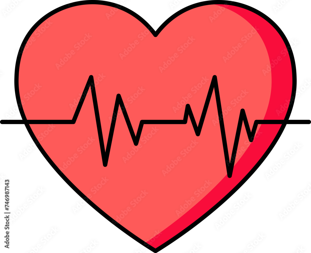 Red Heartbeat icon in flat style. Red Heartbeat icon in flat style.
