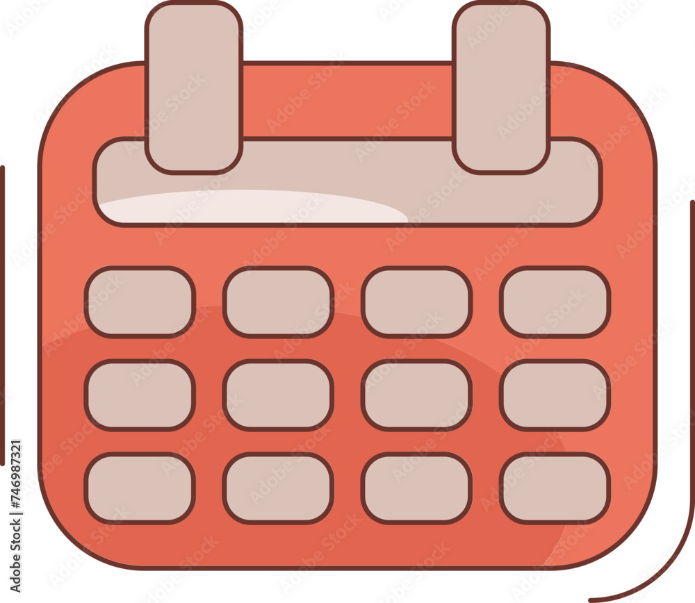 Orange and Brown Calendar icon in flat style. Orange and Brown Calendar icon in flat style.