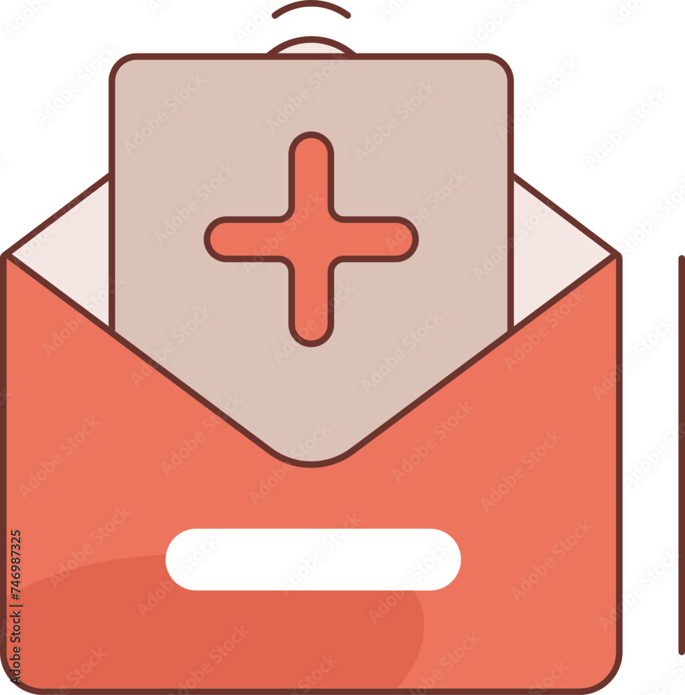 Fototapeta premium Health Mail or Envelope icon in orange color.