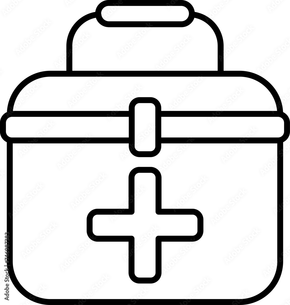Fototapeta premium Isolated First aid box icon in thin line art.
