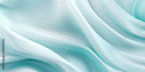 Abstract white and Turquoise silk fabric, weave of cotton or linen satin fabric lies texture background. 
