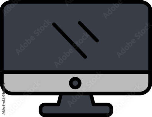 Monitor Icon or Symbol in Grey Color.