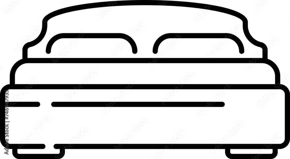 Flat Style Double Bed Icon In Line Art. Flat Style Double Bed Icon In Line Art.