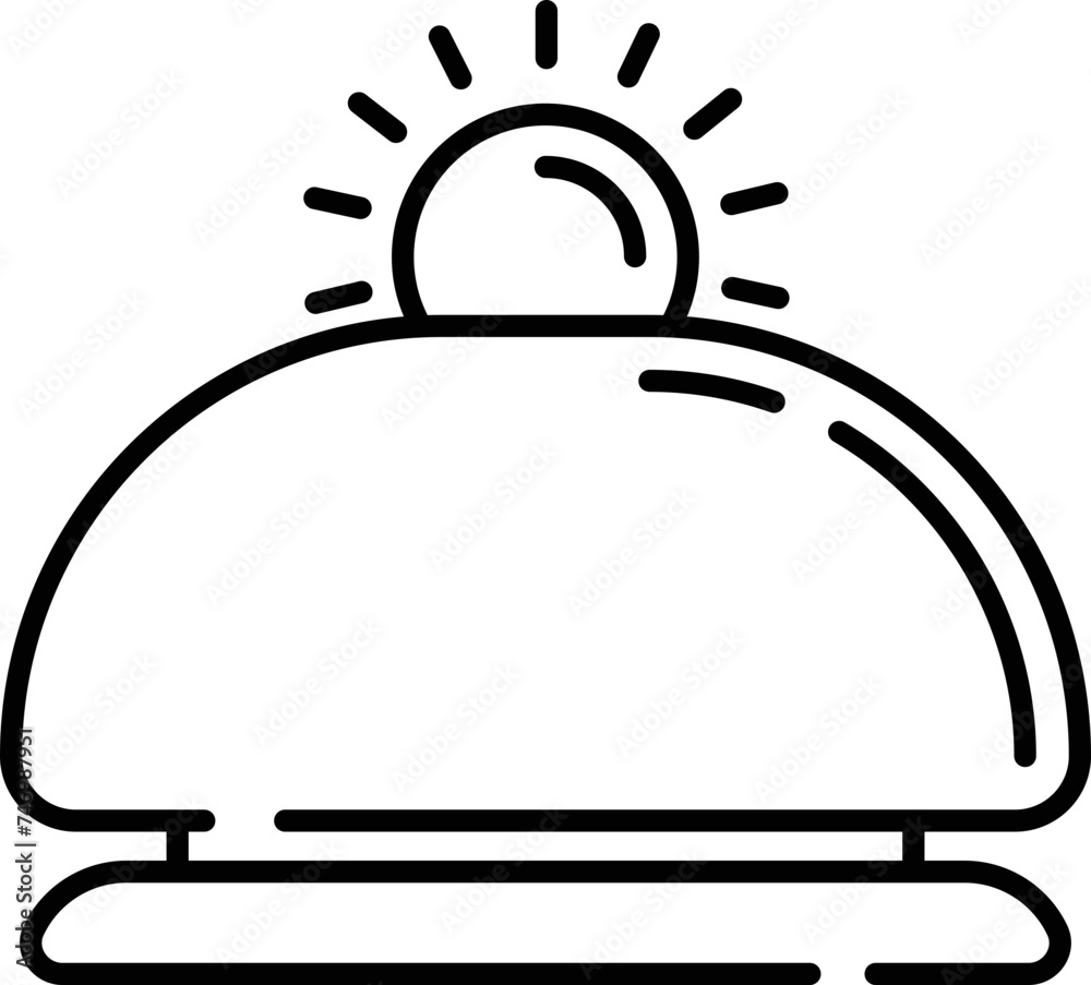 Reception Bell Icon In Black Line Art.