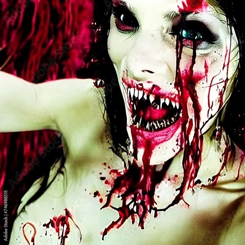 Digital Artwork - evil scary bloody succubus demon - prints wallpapers decorations backgrounds pictures downloads paintings gifts posters - generative ai