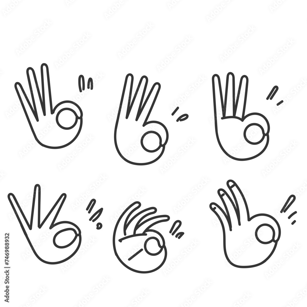 Obraz premium hand drawn doodle ok sign gesture illustration
