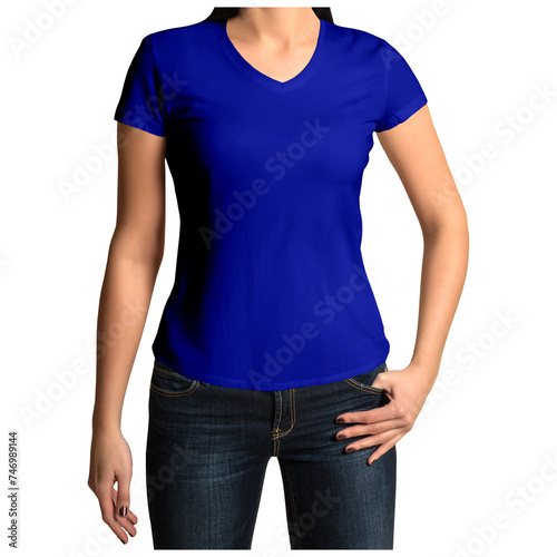 Paste your graphic into this Beautiful V Neck T Shirt Mockup In Blue Storm Color. With these mock up templates you don’t have to wait for your artwork to be done.