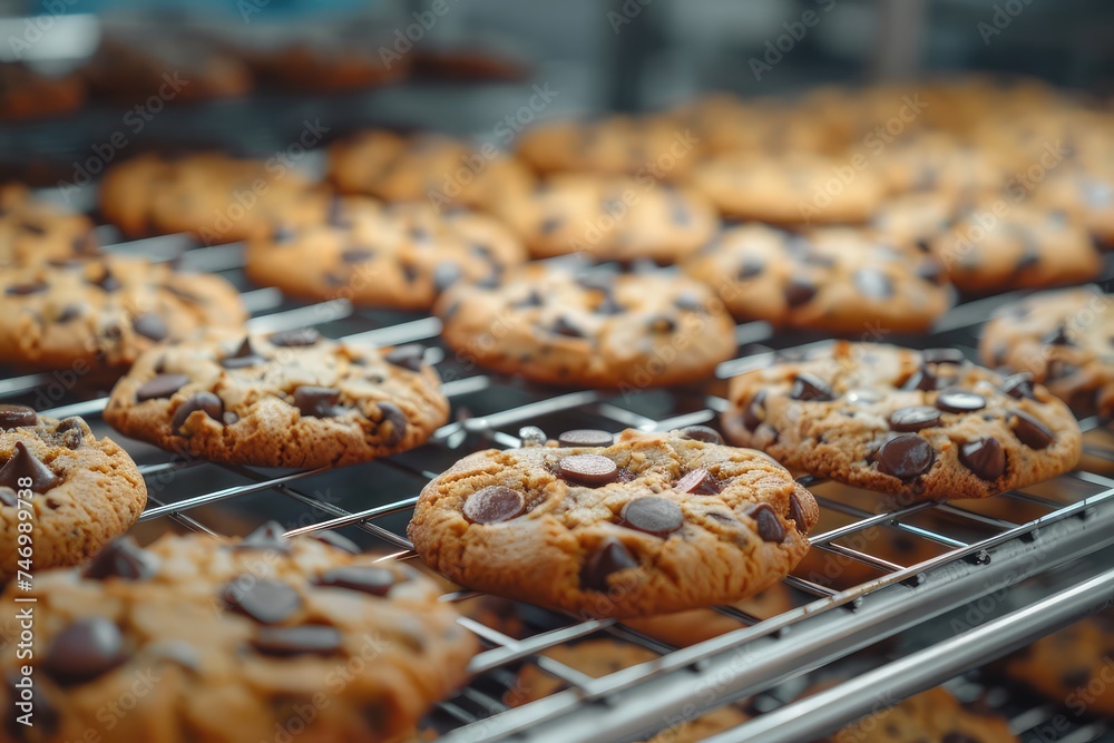 Freshly baked cookies arranged on a cooling rack, perfect for showcasing your message Freshly baked cookies arranged on a cooling rack, perfect for showcasing your message