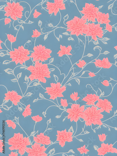 analog-style-wallpaper-featuring-a-pattern-of-flat-illustration-flowers-embracing-minimalism-juxtap