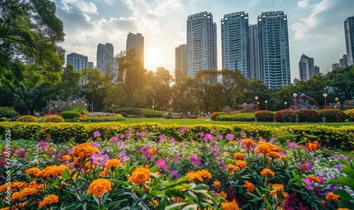 colorful flowers in the center of the city © Pumapala