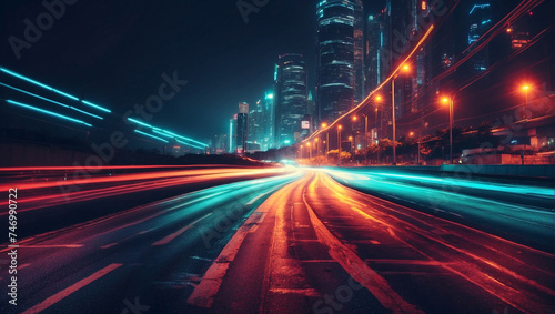 Abstract light background City road light night highway