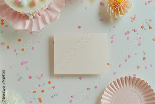 Pastel Color Birthday Celebration Event Invitation Mock up Card Blank Page Paper