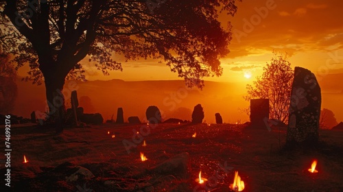 Ancient Celtic Samhain festival marking the end of harvest season. photo