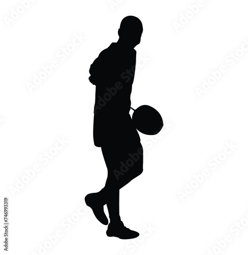 vector design of the silhouette of a badminton player receiving the ball