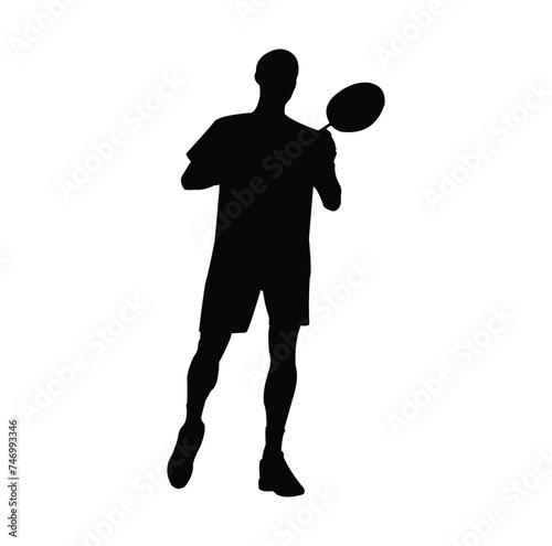 vector design of the silhouette of a badminton player posing for a photo