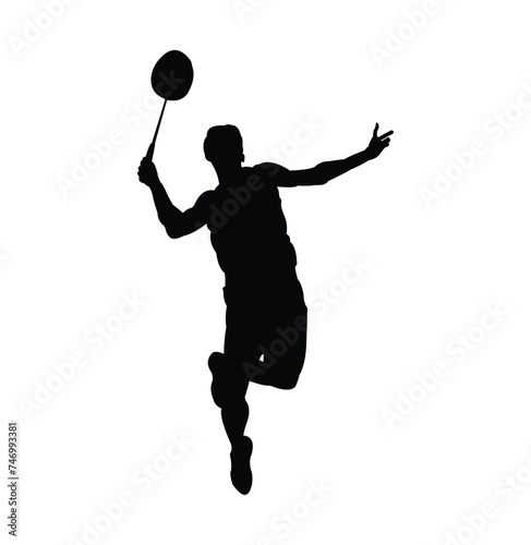 vector design of silhouette of badminton player attacking the ball