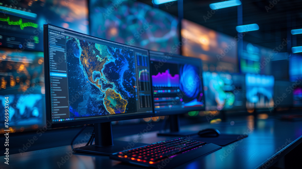 Real-time simulations of weather conditions inside a meteorologist's office. Real-time simulations of weather conditions inside a meteorologist's office.