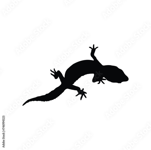 gecko vector design silhouette. black on a white background.